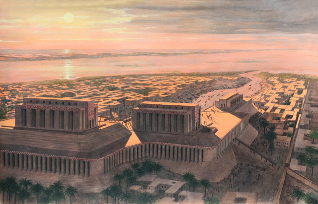 Eridu, Sumerian City in Mesopotamia during the Copper Age Chiefdom, the Temples of the God Enki and his Consort the Goddess Ninhursag, Looking Towards the Persian Gulf, -3200.